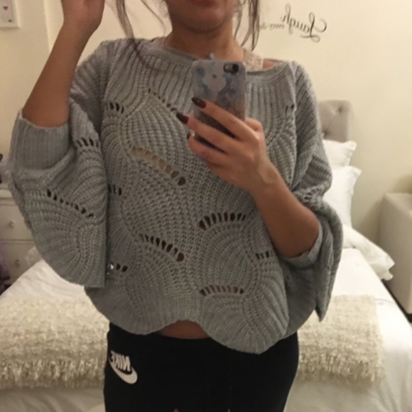 KYLIE Loose Knit Dolman Sweater - GREY - Picture 3 of 3